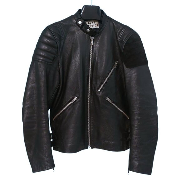 Acne Studios Oliver Leather Jacket Black Men's Size 48 M - Picture 1 of 15